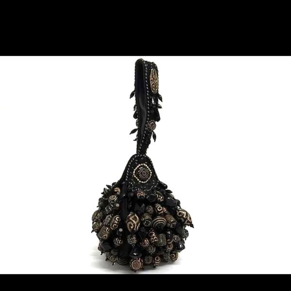 Mary Frances Black and Gold Beaded Clutch